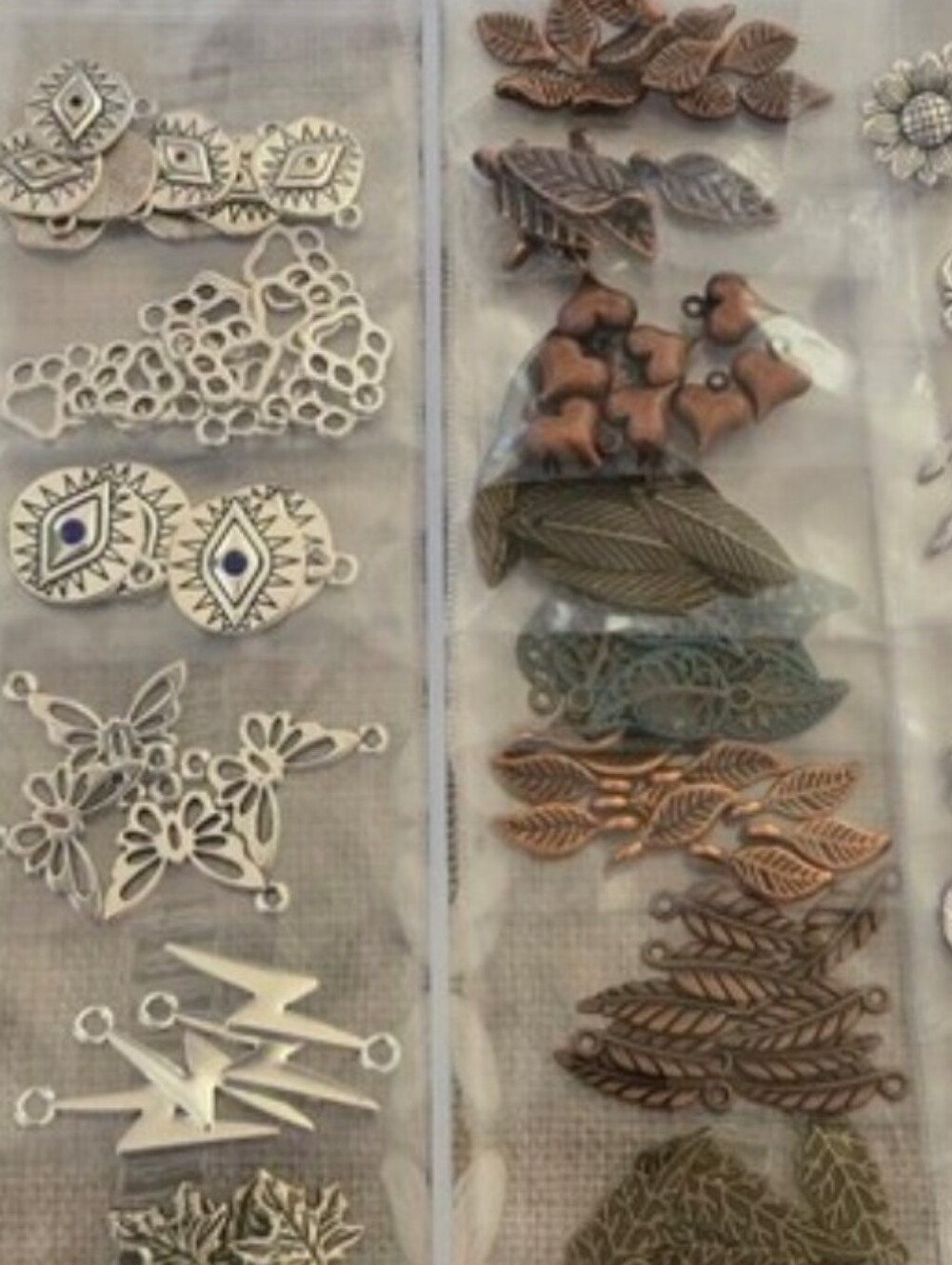 28 Assorted Silver & Bronze Tone Jewelry Findings and Charms - Earring,Bracekets